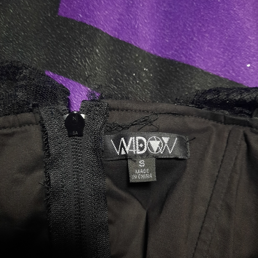 Dolls Kill Black Lace-Up Velvet Corset Top with Purple Accents - Picture 4 of 4